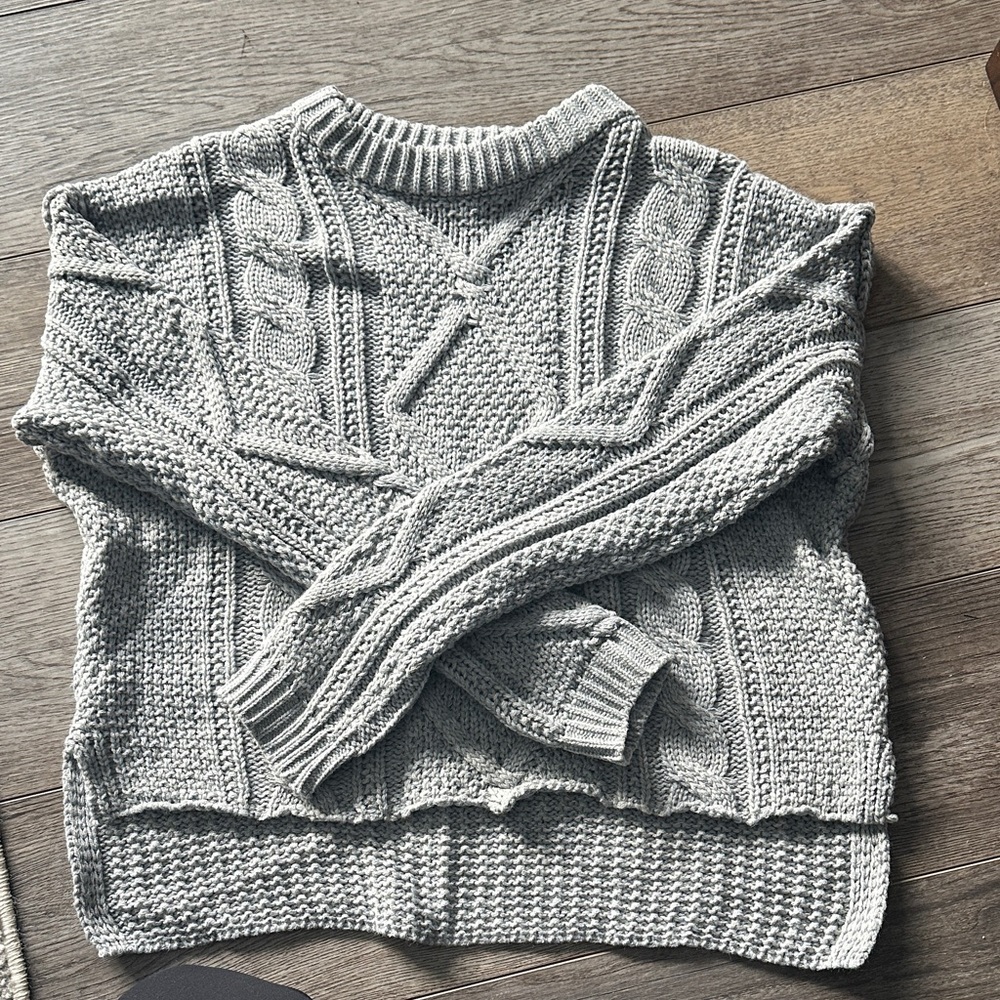 Gray Cable Knit Sweater